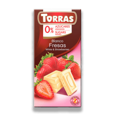 Torras Torras glutén-és cukormentes fehércsokoládé eper 75 g csokoládé és édesség