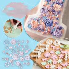 Tortadíszítő készlet, Tortadísz fondant forma (33 db) konyhai eszköz