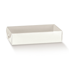 Tortastúdió Mézeskalács doboz, áttetsző tetővel, fehér, 200×150×36 mm - csomag sütés és főzés