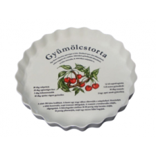  Tortatál receptes 30 cm Cseresznye dekor kerámia konyhai eszköz