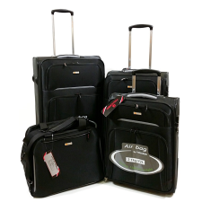 TOUAREG fekete négy részes, kétkerekes bőröndszett TG-6114-szett/4db kézitáska és bőrönd