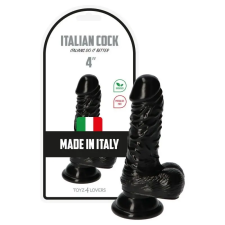 Toyz4Lovers Italian Cock tapadókorongos dildó, herékkel (4" - fekete) műpénisz, dildó