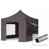  TP 3x3m összecsukható 750N acél vázas pavilon, 4 db oldalfallal - sötétszürke