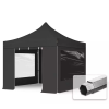  TP 3x3m összecsukható 800N alumínium pavilon, 4 db oldalfallal - fekete