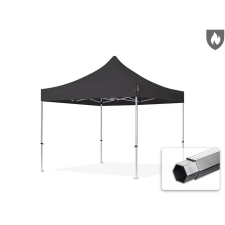  TP 3x3m összecsukható 850N alumínium pavilon, oldalfal nélkül, tűzálló - fekete kerti bútor