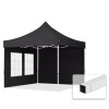  TP 3x3m összecsukható acél pavilon, 2 db oldalfallal - fekete