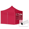 TP 3x3m összecsukható acél pavilon, 4 db oldalfallal - piros