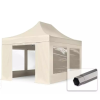  TP 3x4,5m összecsukható 750N acél vázas pavilon, 4 db oldalfallal - krém