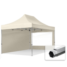  TP 3x4,5m összecsukható 800N alumínium pavilon, 2 db oldalfallal - krém kerti bútor