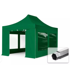  TP 3x4,5m összecsukható 800N alumínium pavilon, 4 db oldalfallal - zöld kerti bútor