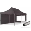  TP 3x6m összecsukható 750N acél vázas pavilon, 2 db oldalfallal - sötétszürke
