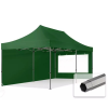  TP 3x6m összecsukható 750N acél vázas pavilon, 2 db oldalfallal - zöld