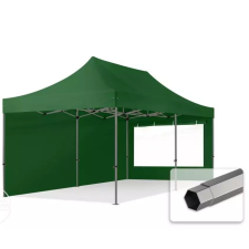  TP 3x6m összecsukható 750N acél vázas pavilon, 2 db oldalfallal - zöld kerti bútor