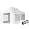  TP 3x6m összecsukható 750N acél vázas pavilon, 4 db oldalfallal - fehér
