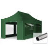  TP 3x6m összecsukható 750N acél vázas pavilon, 4 db oldalfallal - zöld