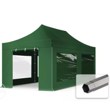  TP 3x6m összecsukható 750N acél vázas pavilon, 4 db oldalfallal - zöld kerti bútor