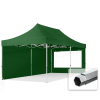  TP 3x6m összecsukható 800N alumínium pavilon, 2 db oldalfallal - zöld