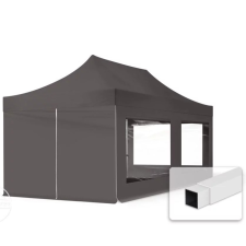  TP 3x6m összecsukható acél pavilon, 4 db oldalfallal - sötétszürke kerti bútor
