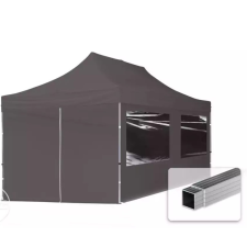  TP 3x6m összecsukható alumínium pavilon, 4 db oldalfallal - sötétszürke kerti bútor