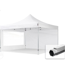 TP 4x4m összecsukható 800N alumínium pavilon, 2 db oldalfallal - fehér kerti bútor