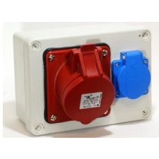 TPLAST SZERELT IPARI DOBOZ (JG+TP) 170X125X75MM - 1X(2P+F) + 1X(5P16A) villanyszerelés