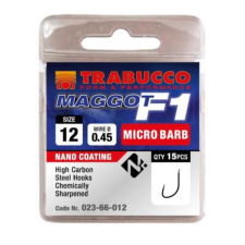  Trabucco F1 Maggot mikro szakállas horog, méret: 18 horog