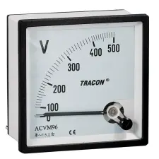 TRACON ACVM48-450 Analóg váltakozó áramú voltmérő 48×48mm, 450V AC mérőműszer