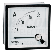 TRACON Analóg egyenáramú ampermérő közvetlen méréshez96×96mm, 20A DC mérőműszer