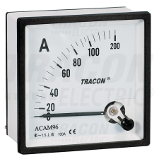 TRACON Analóg váltakozó áramú ampermérő közvetlen méréshez 72×72mm, 50A AC villanyszerelés