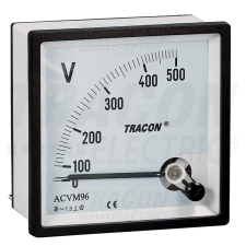 TRACON Analóg váltakozó áramú voltmérő 96×96mm, 450V AC villanyszerelés