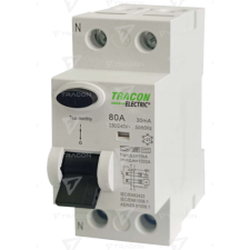 TRACON Áram-védőkapcsoló, 2 pólusú  80A, 30mA, 10kA, B villanyszerelés