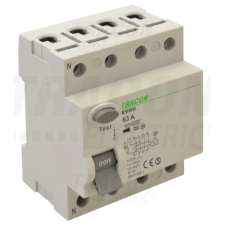 TRACON Áram-védőkapcsoló, 4 pólusú40A, 300mA, 6kA, A villanyszerelés