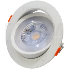 TRACON Beépíthető álmennyezeti LED lámpatest, forgatható200-240 V, 50Hz, 9W, 4000K, 630lm, 38°, IP20, EEI=G világítás