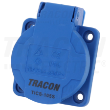 TRACON Beépíthető csatlakozóaljzat, oldalsó védőérintkezővel, kerek16A, 250V, 2P+E, IP44 (SCHUKO) villanyszerelés