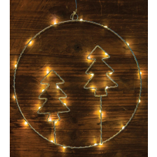 TRACON CHRWT30WW LED karácsonyi ablakdísz,fenyőfa,elemes Timer 6+18h, 30LED, 3000K, 3xAA karácsonyfa izzósor