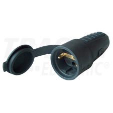 TRACON Csatlakozóaljzat oldalsó védőérintkezővel, gumi16A, 250V, 2P+E, IP44 (SCHUKO) villanyszerelés