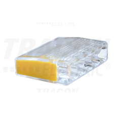 TRACON Csavar nélküli vezetékösszekötő, átlátszó/sárga5×0,5-2,5mm2, 450VAC, max. 16A villanyszerelés