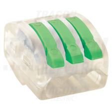 TRACON Csavar nélküli vezetékösszekötő, nyitható átlátszó 0,75-4mm2, 32A, 400VAC 3P villanyszerelés