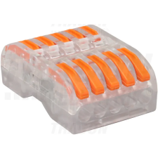 TRACON Csavar nélküli vezetékösszekötő, toldó, nyitható, átlátszó 0,5-4mm2, 32A, 400VAC 5P villanyszerelés