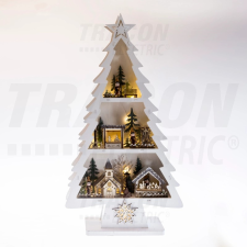 Tracon Electric Tracon CHRBTRWW13WW LED karácsonyi fenyő tájképpel, fehér, fa, elemes Timer 6+18h,13LED, meleg fehér ( 3000K ) színhőmérséklettel, 2xAA karácsonyi dekoráció