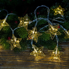 Tracon Electric Tracon CHRSTSTA10WW LED karácsonyi lánc, csillag,fém, elemes Timer 6+18h,10LED, meleg fehér ( 3000K ) színhőmérséklettel, 2xAA karácsonyfa izzósor