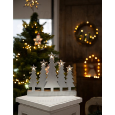 Tracon Electric Tracon CHRTRWS5WW LED karácsonyi gyertyapiramis,karácsonyfa,fa, ezüst, elemes Timer 6+18h,5LED, meleg fehér ( 3000K ) színhőmérséklettel, 2xAAA karácsonyi dekoráció