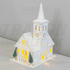 Tracon Electric Tracon CHRWHCHW4WW LED karácsonyi templom, fa, fehér, elemes Timer 6+18h,4LED, meleg fehér ( 3000K ) színhőmérséklettel, 3xAA karácsonyi dekoráció