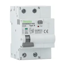 TRACON EVOBKM2C1603 Kombinált védőkapcsoló, 2P, 3modul, C karakterisztika C16A, 30 mA, 6kA, C villanyszerelés