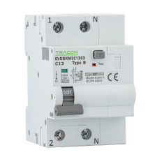 TRACON EVOBKM2C3203 Kombinált védőkapcsoló, 2P, 3modul, C karakterisztika C32A, 30 mA, 6kA, C villanyszerelés