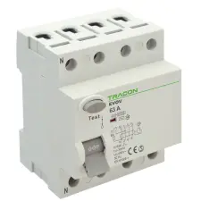 TRACON EVOV4P633 Áram-védőkapcsoló, 4 pólusú 63A, 300mA, 6kA, AC villanyszerelés
