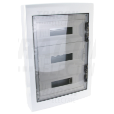 TRACON Falon kívüli elosztódoboz, füstszínű-sík ajtóval, NPE nélkül villanyszerelés