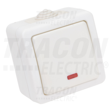 TRACON Falon kívüli váltókapcsoló, jelzőfénnyel10AX/250VAC, IP54,(106) villanyszerelés