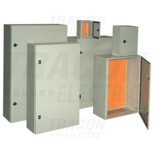 TRACON Fém elosztószekrény, acél, szürkeH×W×D=400×400×200mm, IP55 villanyszerelés