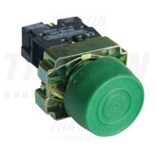 TRACON Gumiburkolatos nyomógomb, fémalapra szerelt, zöld1×NO, 3A/240V AC, IP55 villanyszerelés